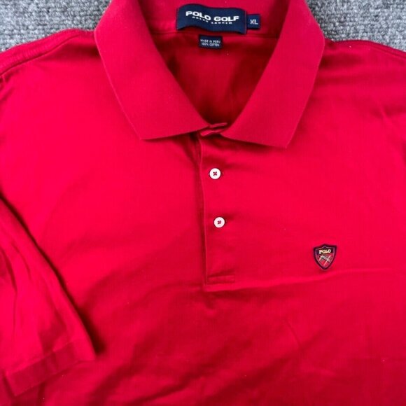 Polo Golf Ralph Lauren Adult Men's XL Red Short Sleeve 100% Cotton Polo Logo - Picture 1 of 16